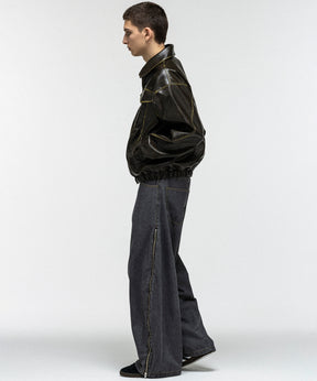 VINTAGE-LIKE FAUX LEATHER BLOUSON / ヴィンテージライクフェイクレザーブルゾン