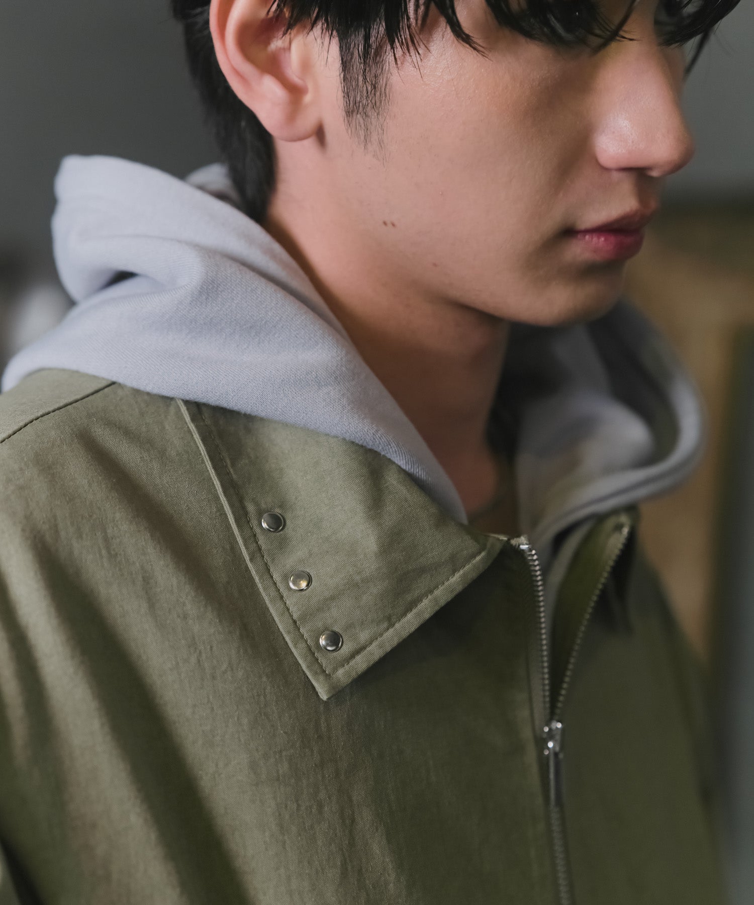 Peach Brushed Studded Blouson / ピーチ起毛スタッズブルゾン