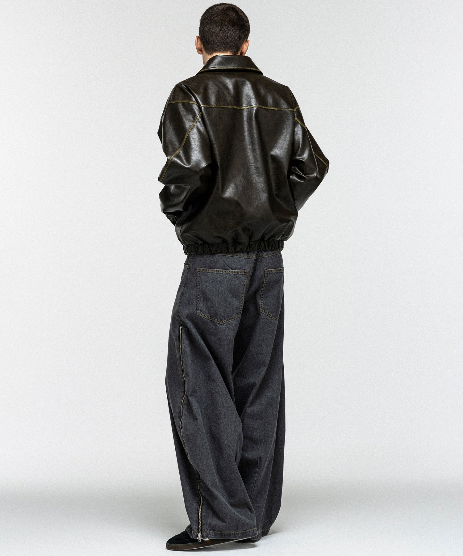 VINTAGE-LIKE FAUX LEATHER BLOUSON / ヴィンテージライクフェイクレザーブルゾン