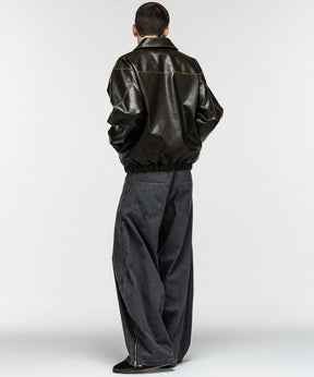 VINTAGE-LIKE FAUX LEATHER BLOUSON / ヴィンテージライクフェイクレザーブルゾン