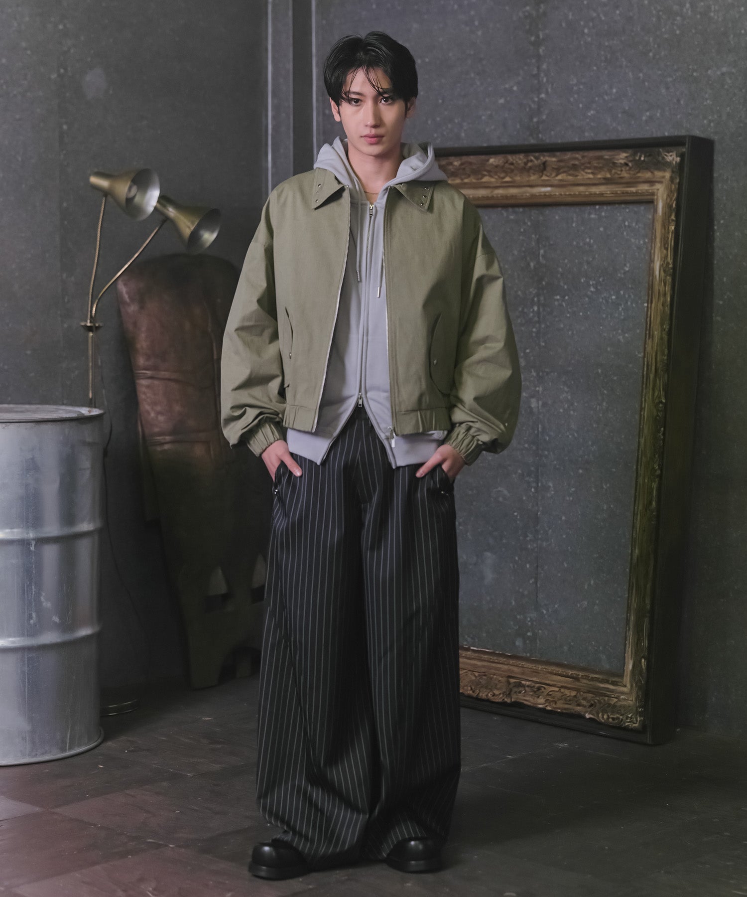 Peach Brushed Studded Blouson / ピーチ起毛スタッズブルゾン