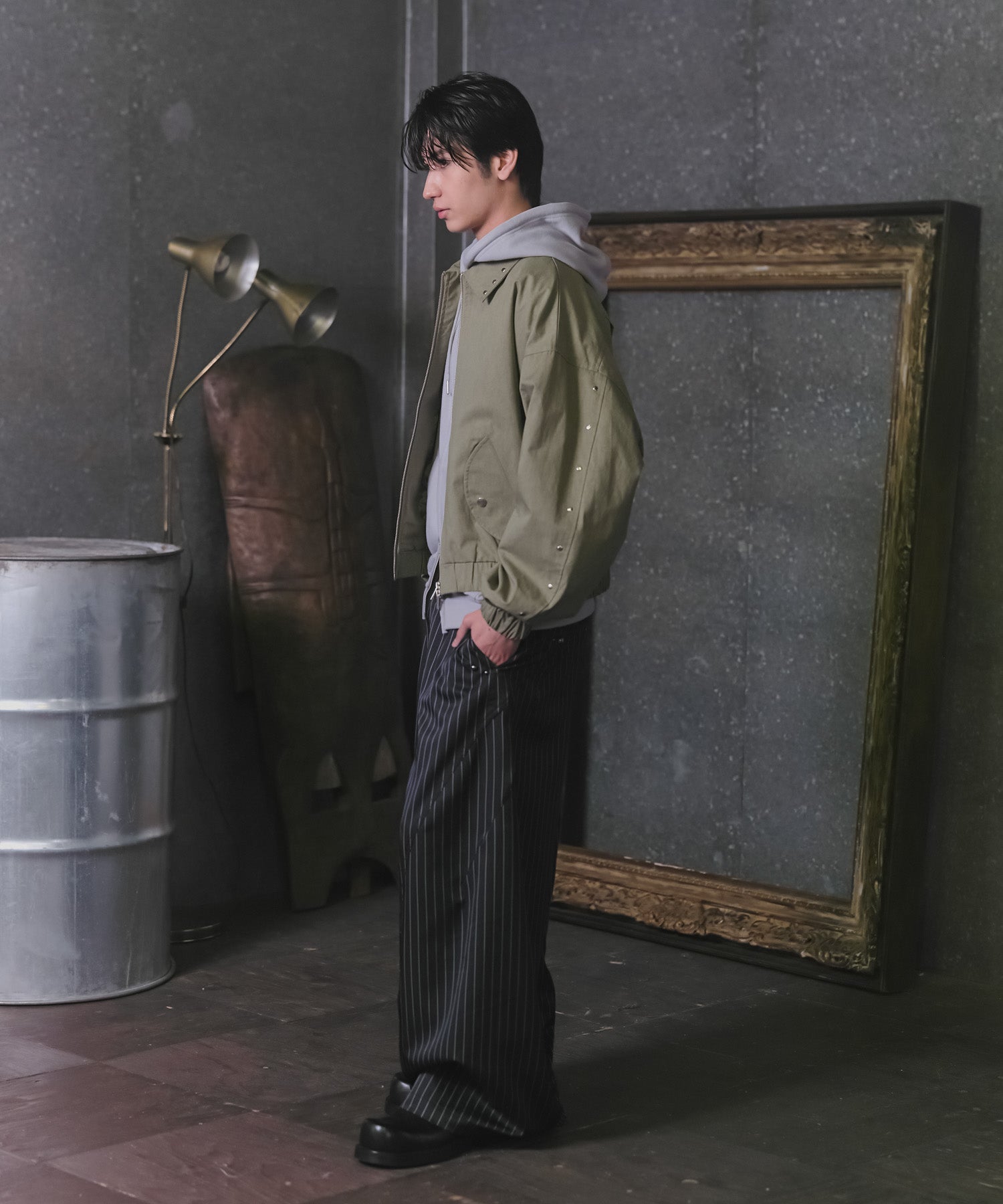 Peach Brushed Studded Blouson / ピーチ起毛スタッズブルゾン