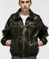 VINTAGE-LIKE FAUX LEATHER BLOUSON / ヴィンテージライクフェイクレザーブルゾン