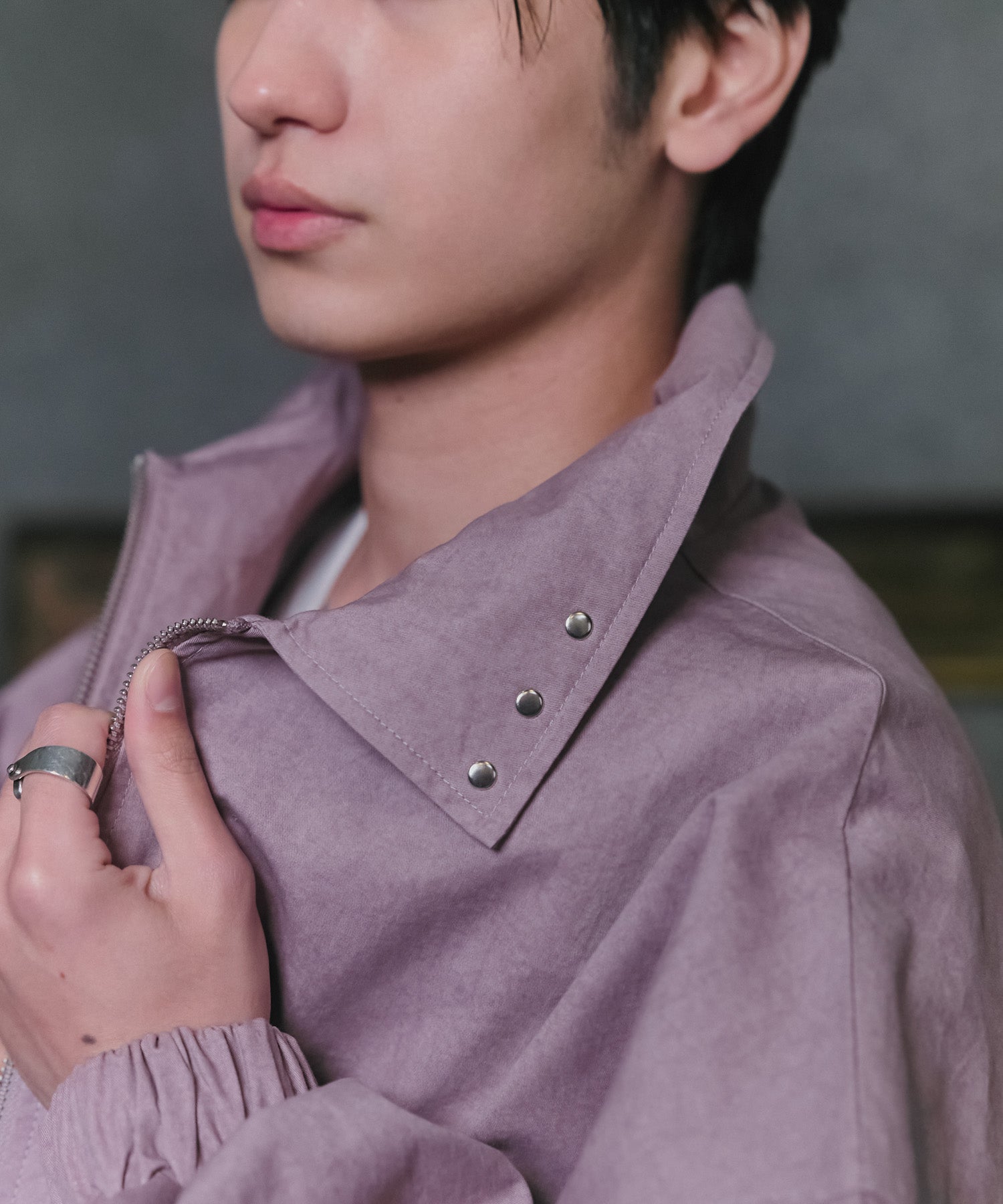 Peach Brushed Studded Blouson / ピーチ起毛スタッズブルゾン