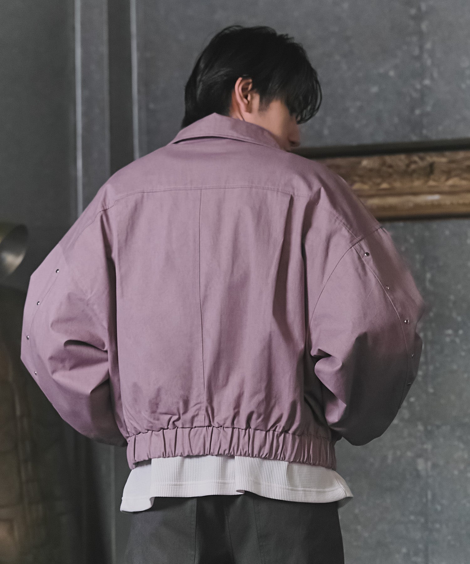 Peach Brushed Studded Blouson / ピーチ起毛スタッズブルゾン