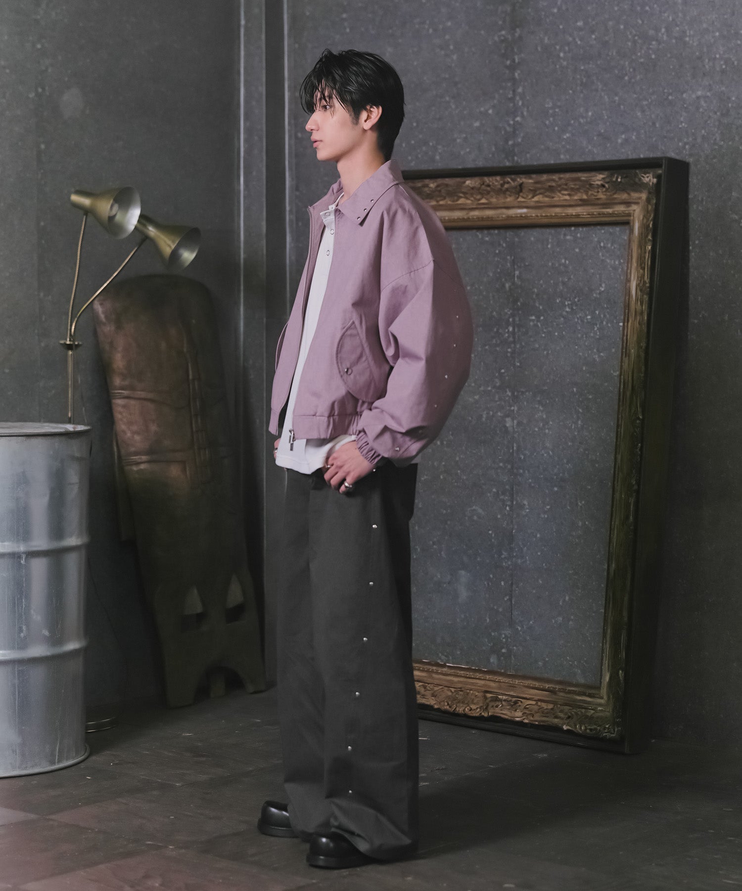 Peach Brushed Studded Blouson / ピーチ起毛スタッズブルゾン