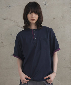 Contrast Color Henley Neck T-shirt / コントラストカラー ヘンリーネックTシャツ