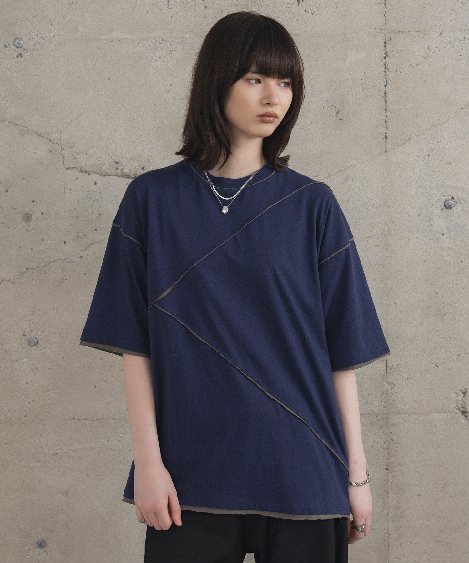 カットオフ switching Tee 切替半袖Tシャツ