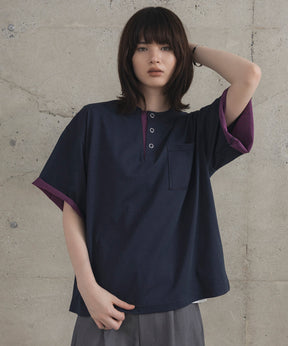 Contrast Color Henley Neck T-shirt / コントラストカラー ヘンリーネックTシャツ