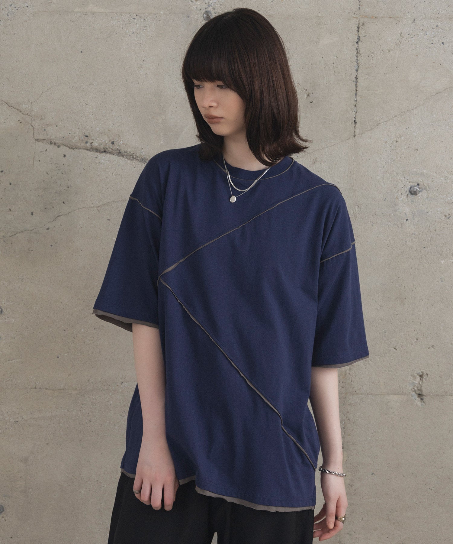 カットオフ switching Tee 切替半袖Tシャツ