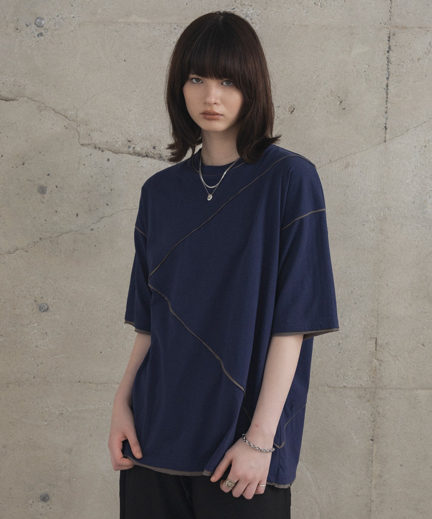 カットオフ switching Tee 切替半袖Tシャツ