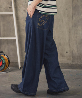 2-TUCK BACK EMBROIDERED DENIM PANTS / ツータック バック刺繍入り デニムパンツ