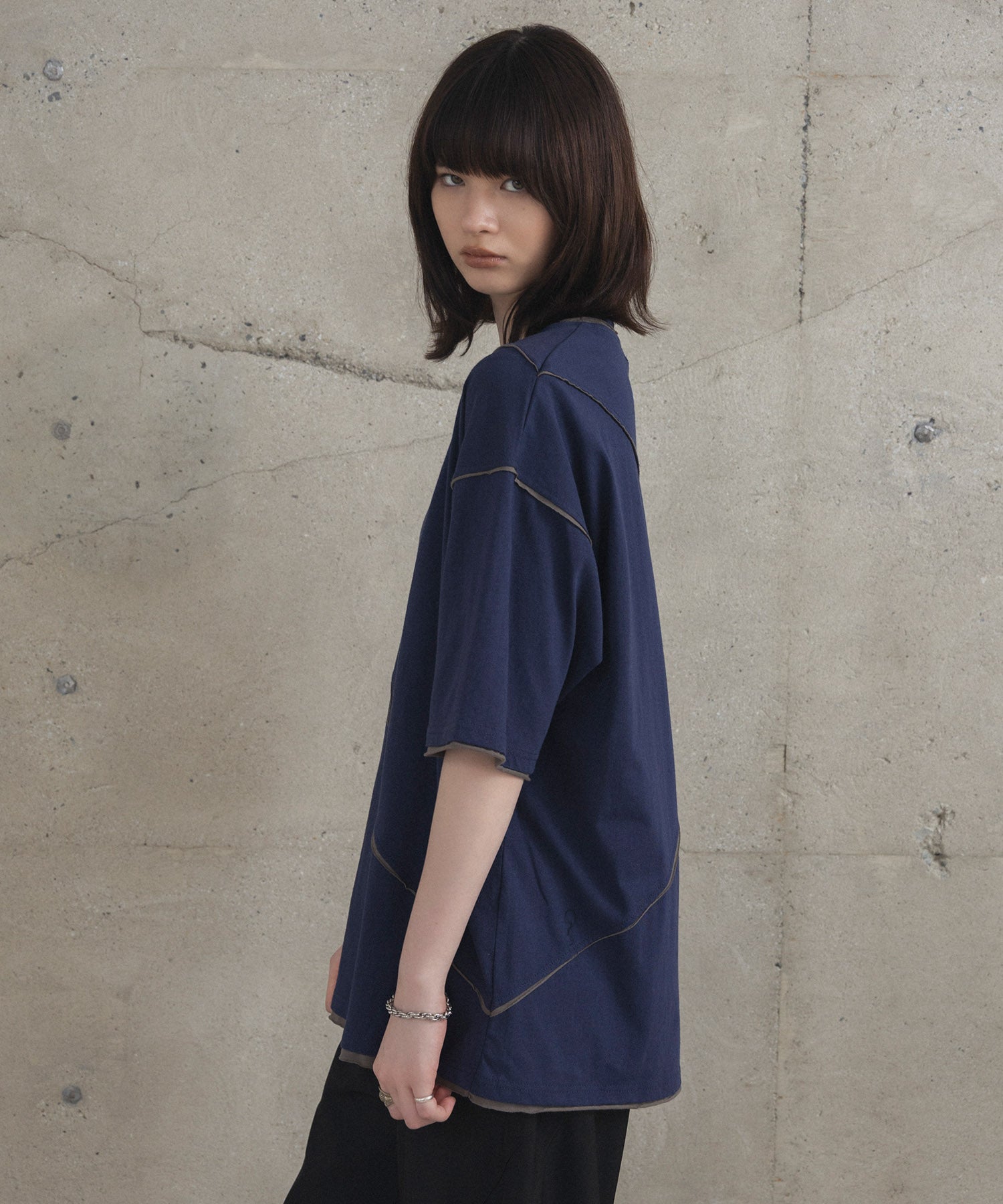 カットオフ switching Tee 切替半袖Tシャツ