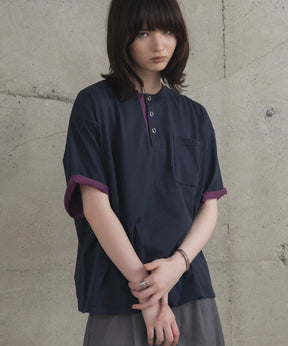 Contrast Color Henley Neck T-shirt / コントラストカラー ヘンリーネックTシャツ