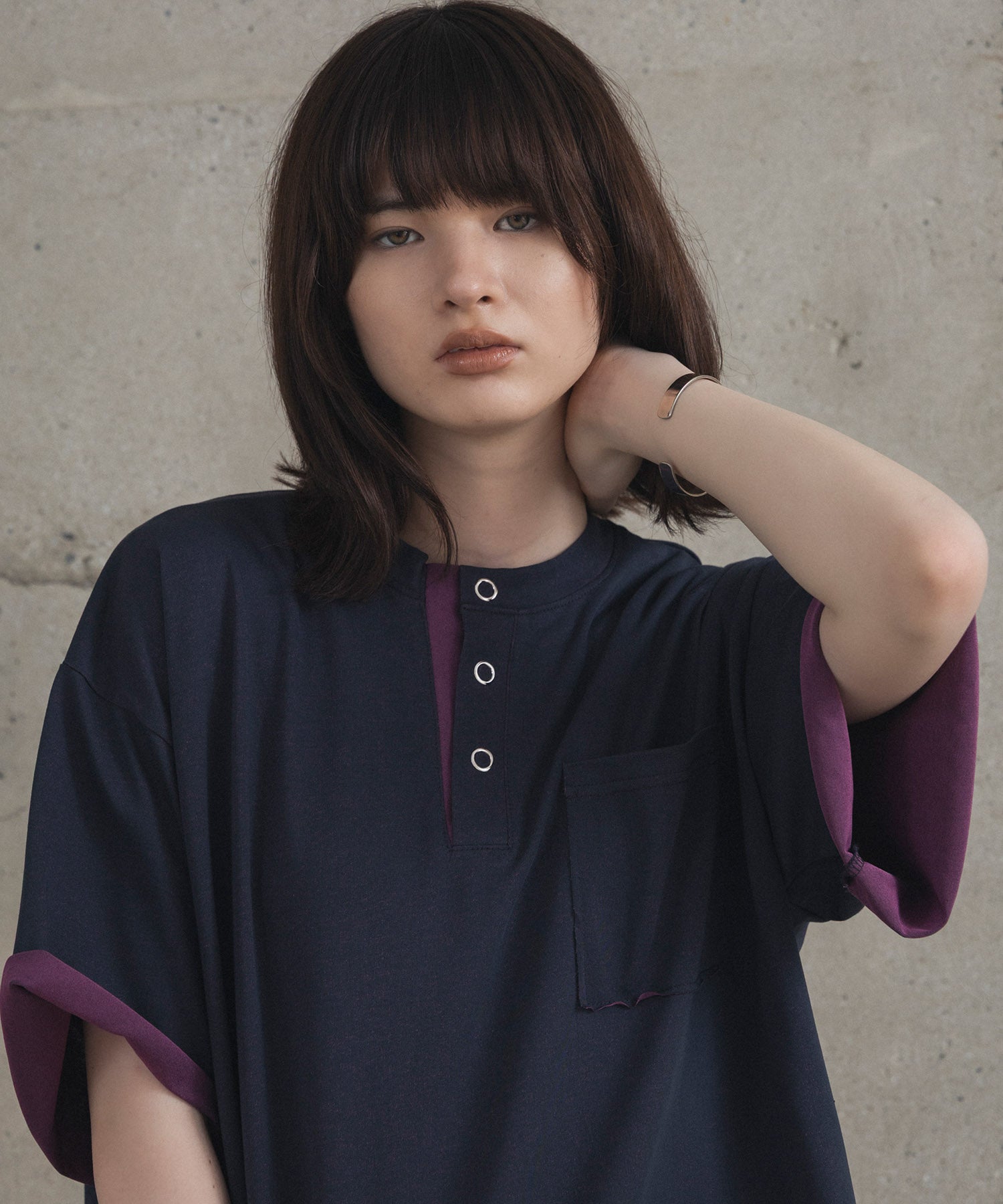 Contrast Color Henley Neck T-shirt / コントラストカラー ヘンリーネックTシャツ