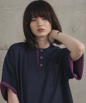 Contrast Color Henley Neck T-shirt / コントラストカラー ヘンリーネックTシャツ
