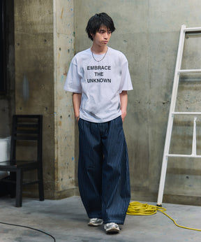 2-TUCK BACK EMBROIDERED STRIPE PANTS / ツータック バック刺繍 ストライプパンツ