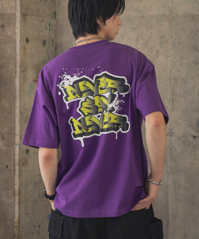 ボックスシルエット スプラッシュ タギング ストリートグラフィック 半袖Tシャツ