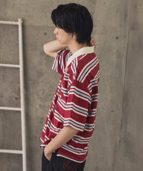 TURNED POCKET BORDER POLO / 折り返しボーダーポロシャツ
