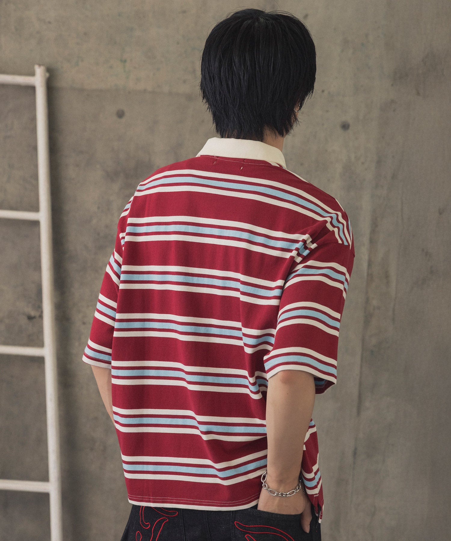 TURNED POCKET BORDER POLO / 折り返しボーダーポロシャツ