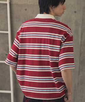 TURNED POCKET BORDER POLO / 折り返しボーダーポロシャツ
