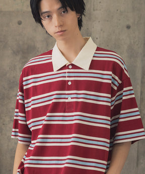 TURNED POCKET BORDER POLO / 折り返しボーダーポロシャツ