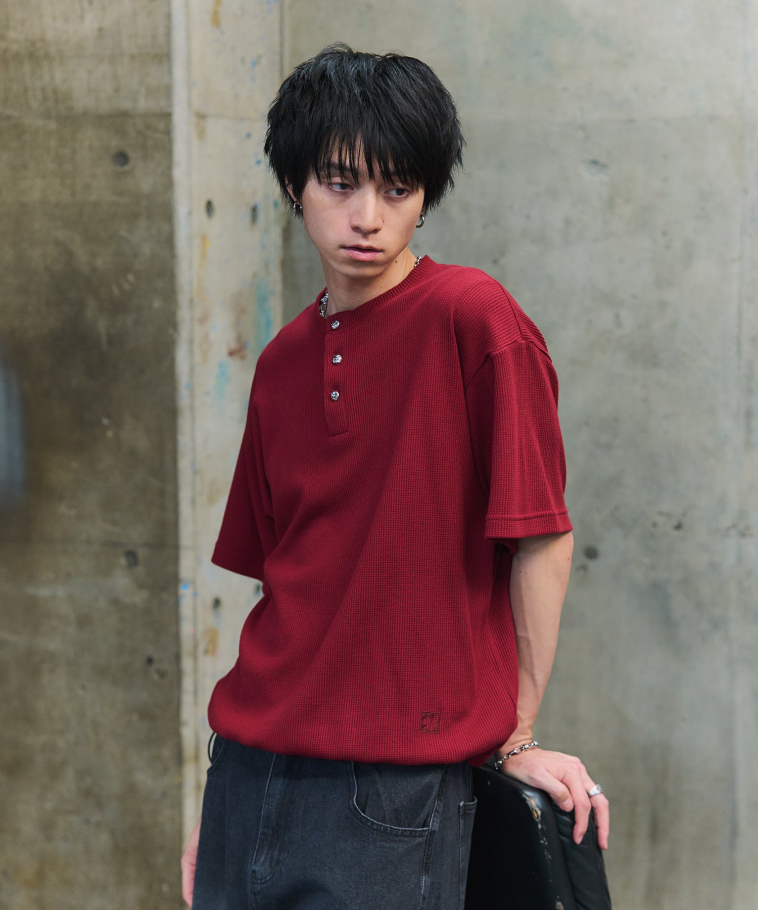 THERMAL DRAWSTRING HENLEY NECK T-SHIRT / サーマル ドローストリング ヘンリーネックTシャツ