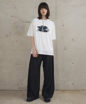 アブストラクトグラフィック箔プリント 半袖Tシャツ