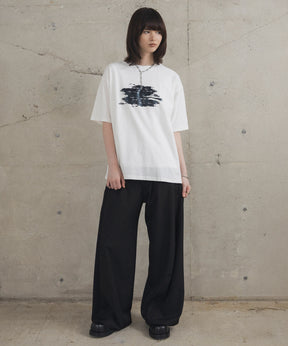 アブストラクトグラフィック箔プリント 半袖Tシャツ