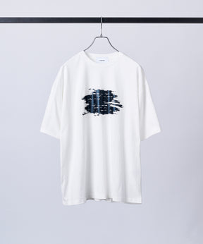 アブストラクトグラフィック箔プリント 半袖Tシャツ