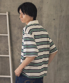 TURNED POCKET BORDER POLO / 折り返しボーダーポロシャツ