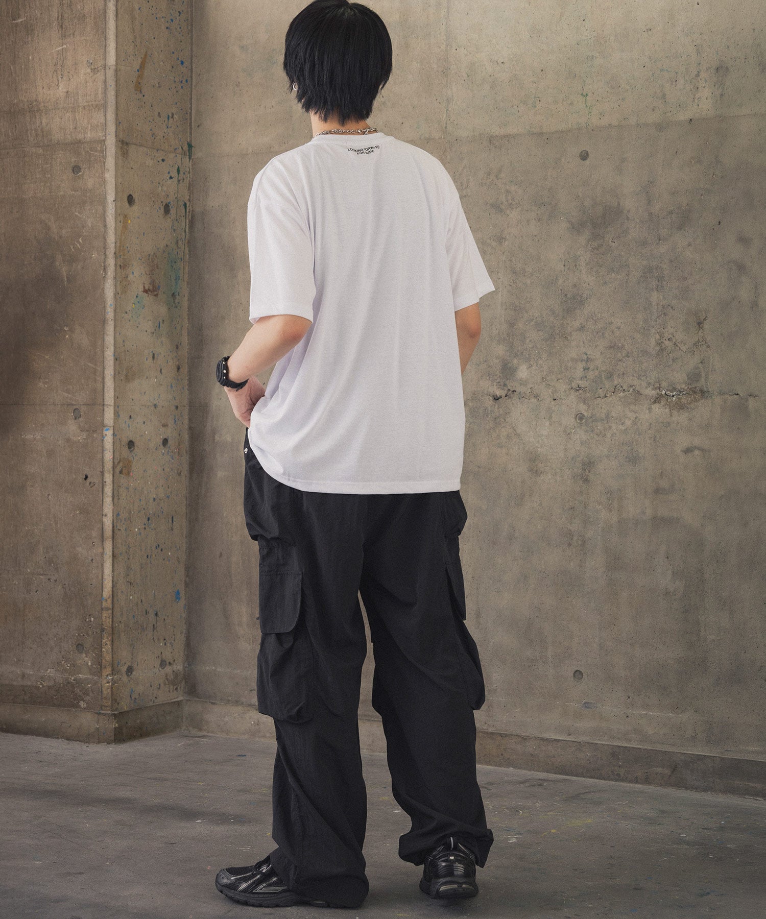 ヒゲオジサンB ワンポイント刺繍ロゴ ビッグシルエット半袖Tシャツ