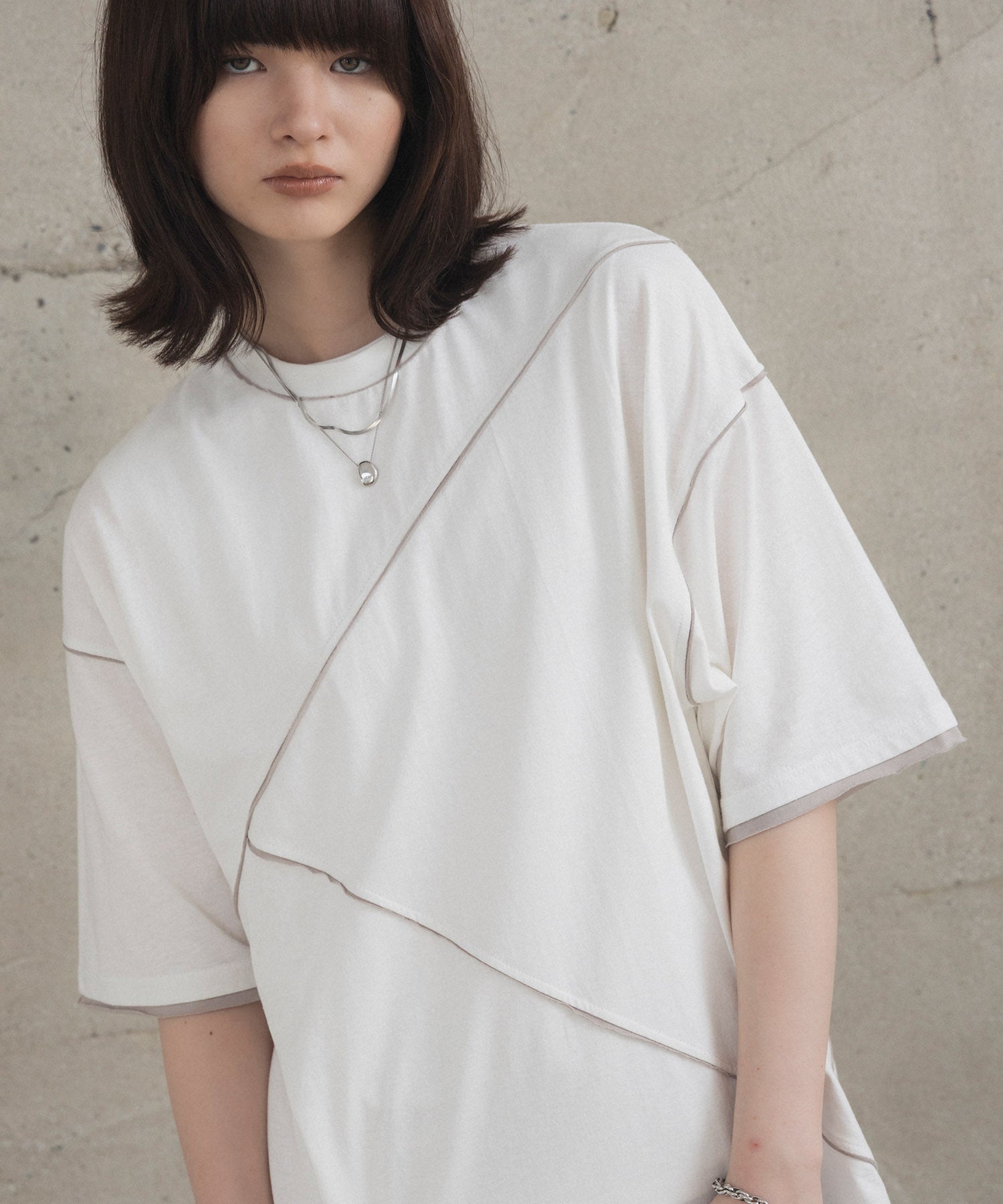 カットオフ switching Tee 切替半袖Tシャツ