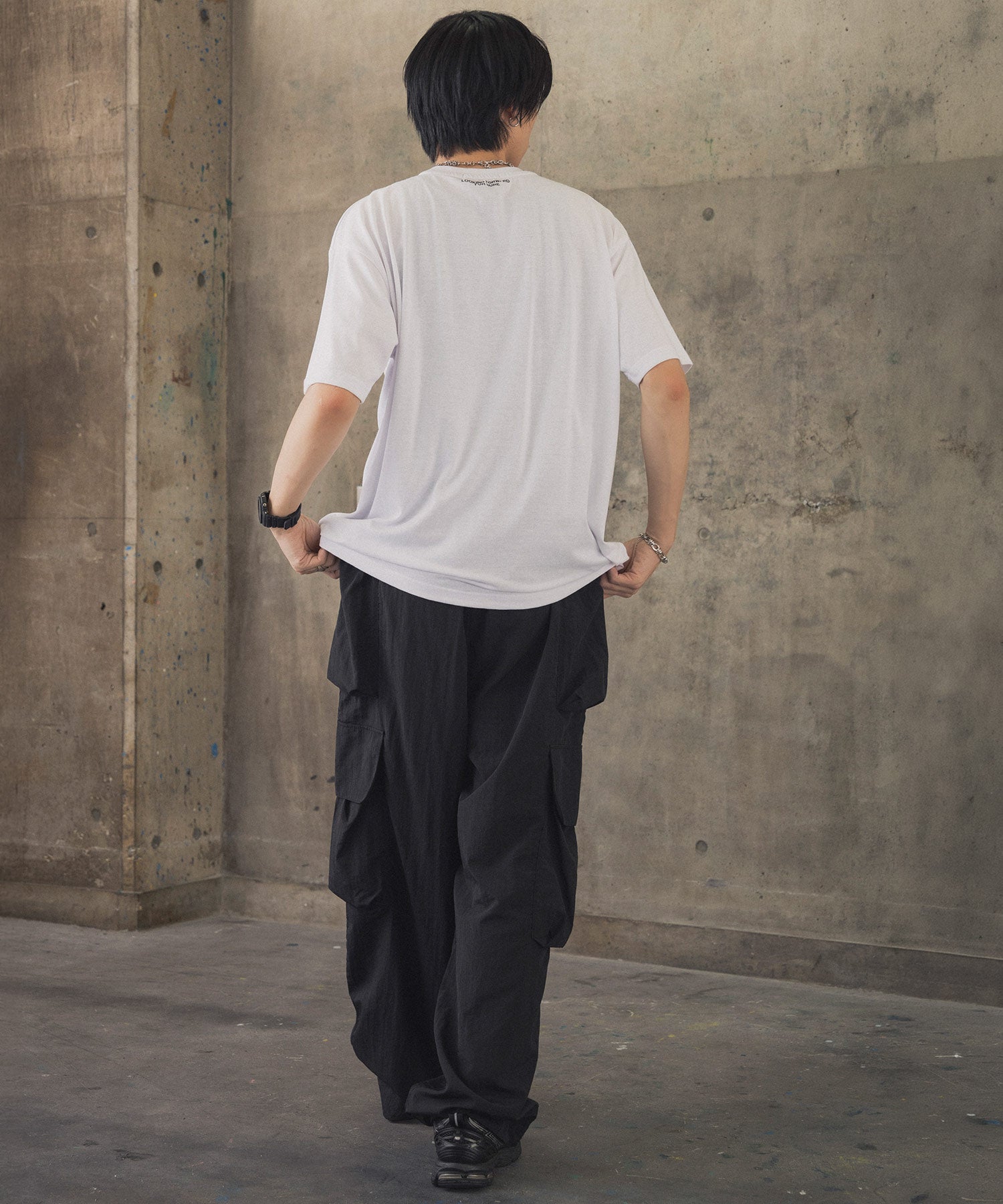 ヒゲオジサンB ワンポイント刺繍ロゴ ビッグシルエット半袖Tシャツ