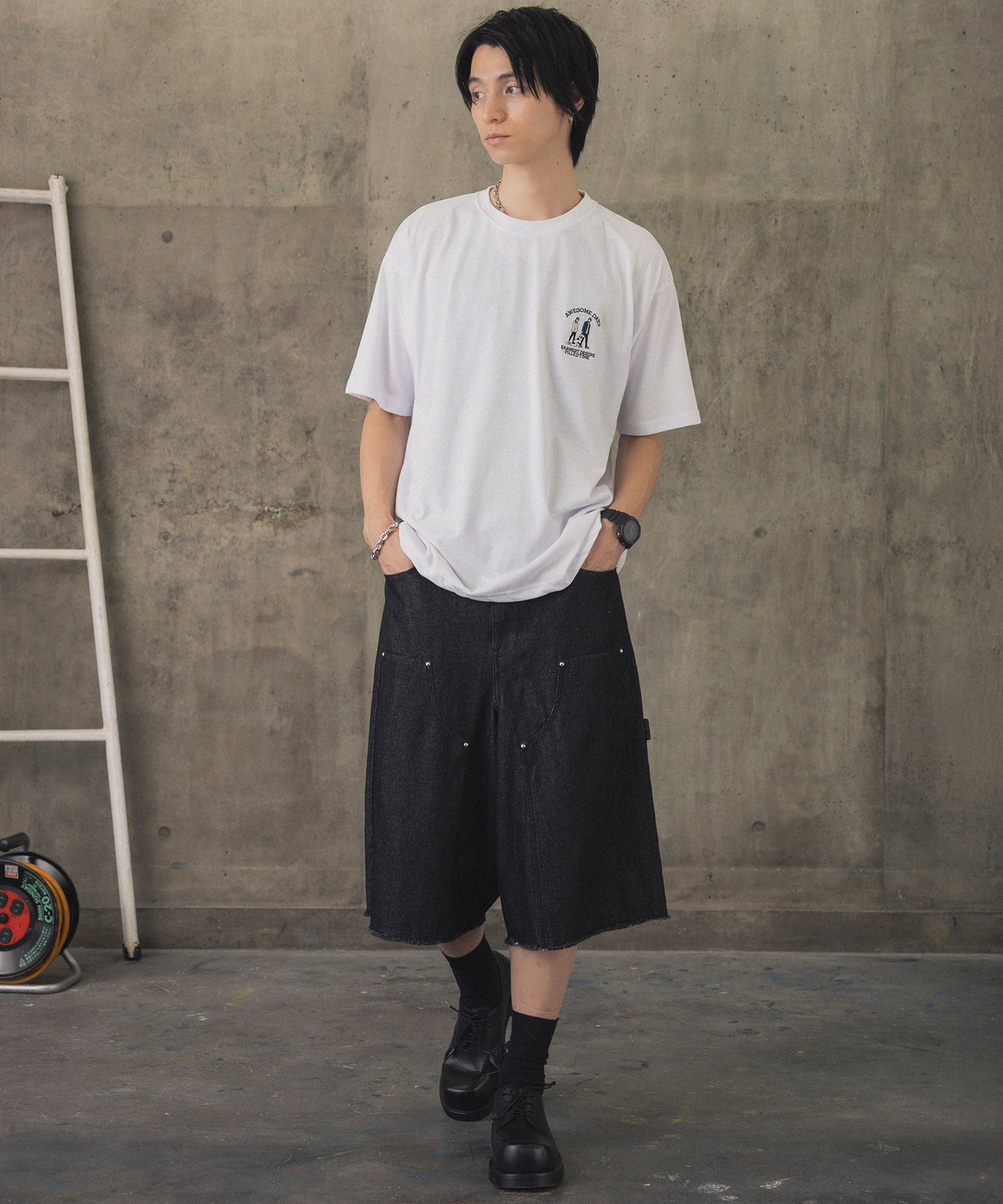 ウォーキングC ワンポイント刺繍ロゴ ビッグシルエット半袖Tシャツ