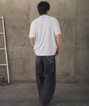 ヒゲオジサンC ワンポイント刺繍ロゴ ビッグシルエット半袖Tシャツ