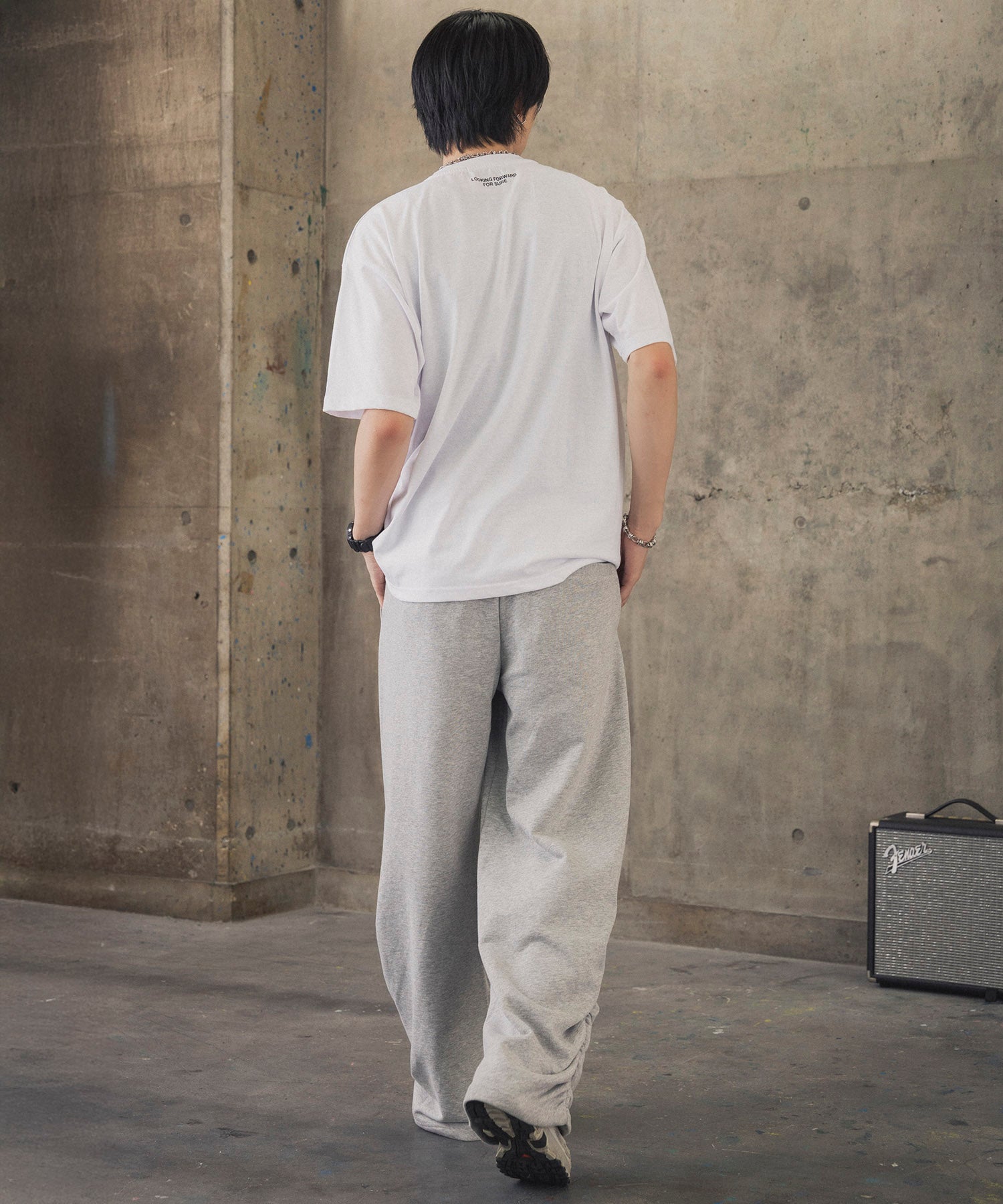 ヒゲオジサンA ワンポイント刺繍ロゴ ビッグシルエット半袖Tシャツ