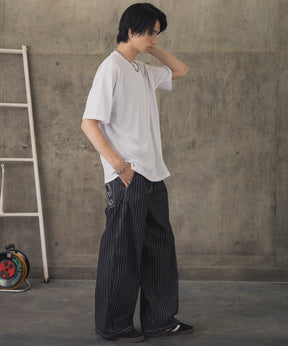 ヒゲオジサンC ワンポイント刺繍ロゴ ビッグシルエット半袖Tシャツ