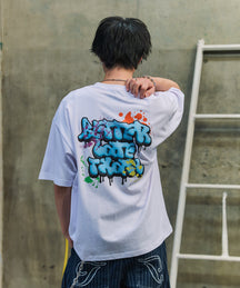 ボックスシルエット スプラッシュ タギング ストリートグラフィック 半袖Tシャツ