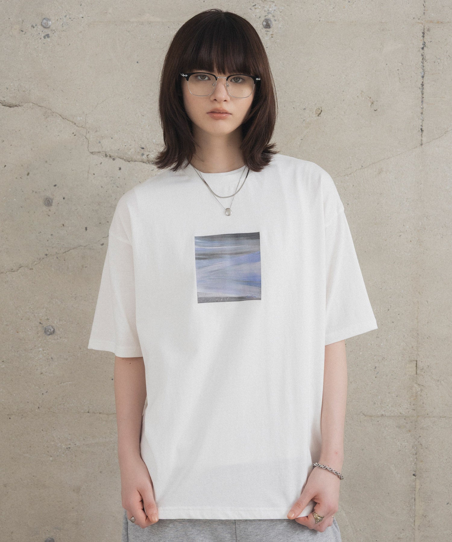 アブストラクト絵画 フロントプリント 半袖Tシャツ