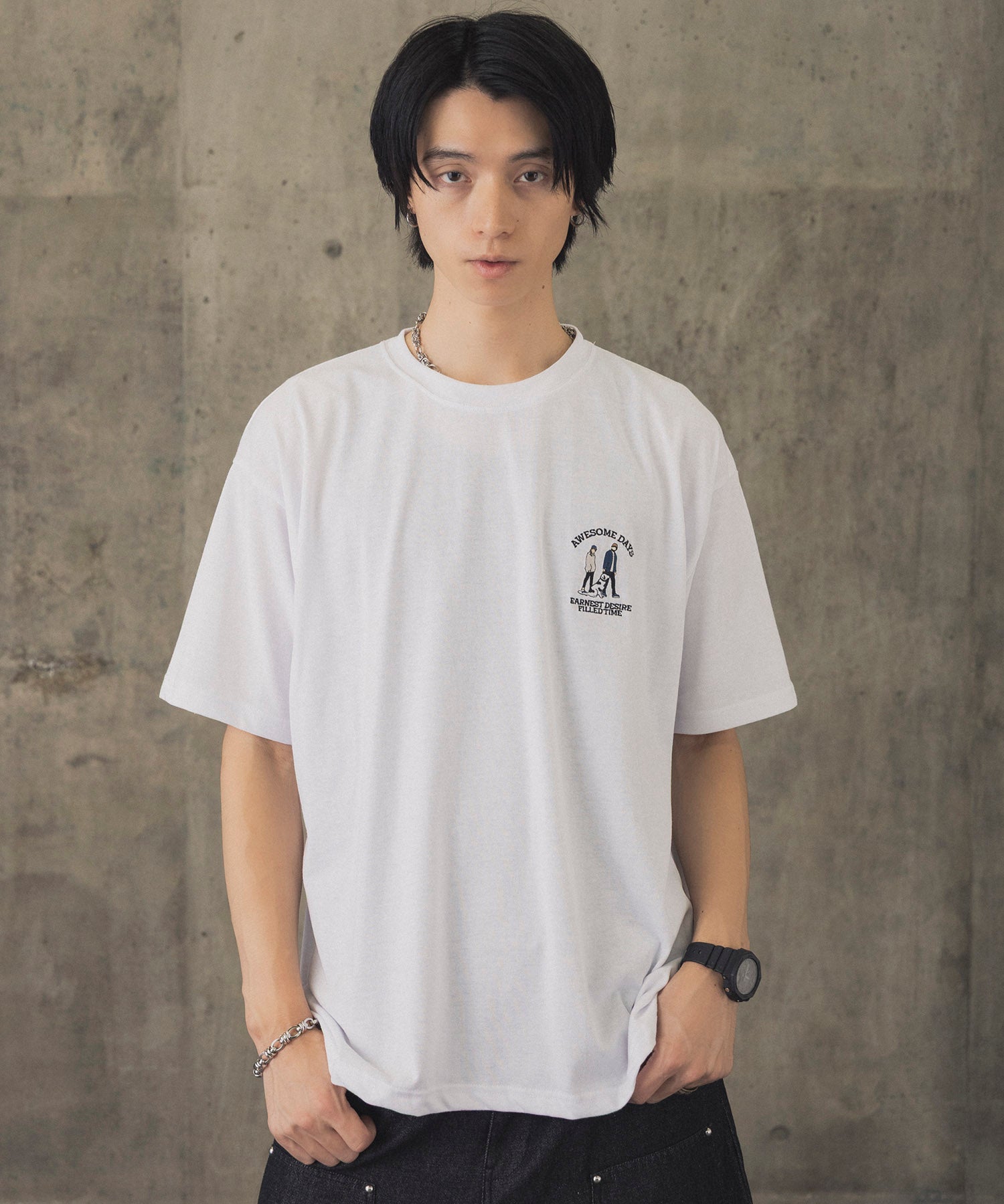 ウォーキングC ワンポイント刺繍ロゴ ビッグシルエット半袖Tシャツ