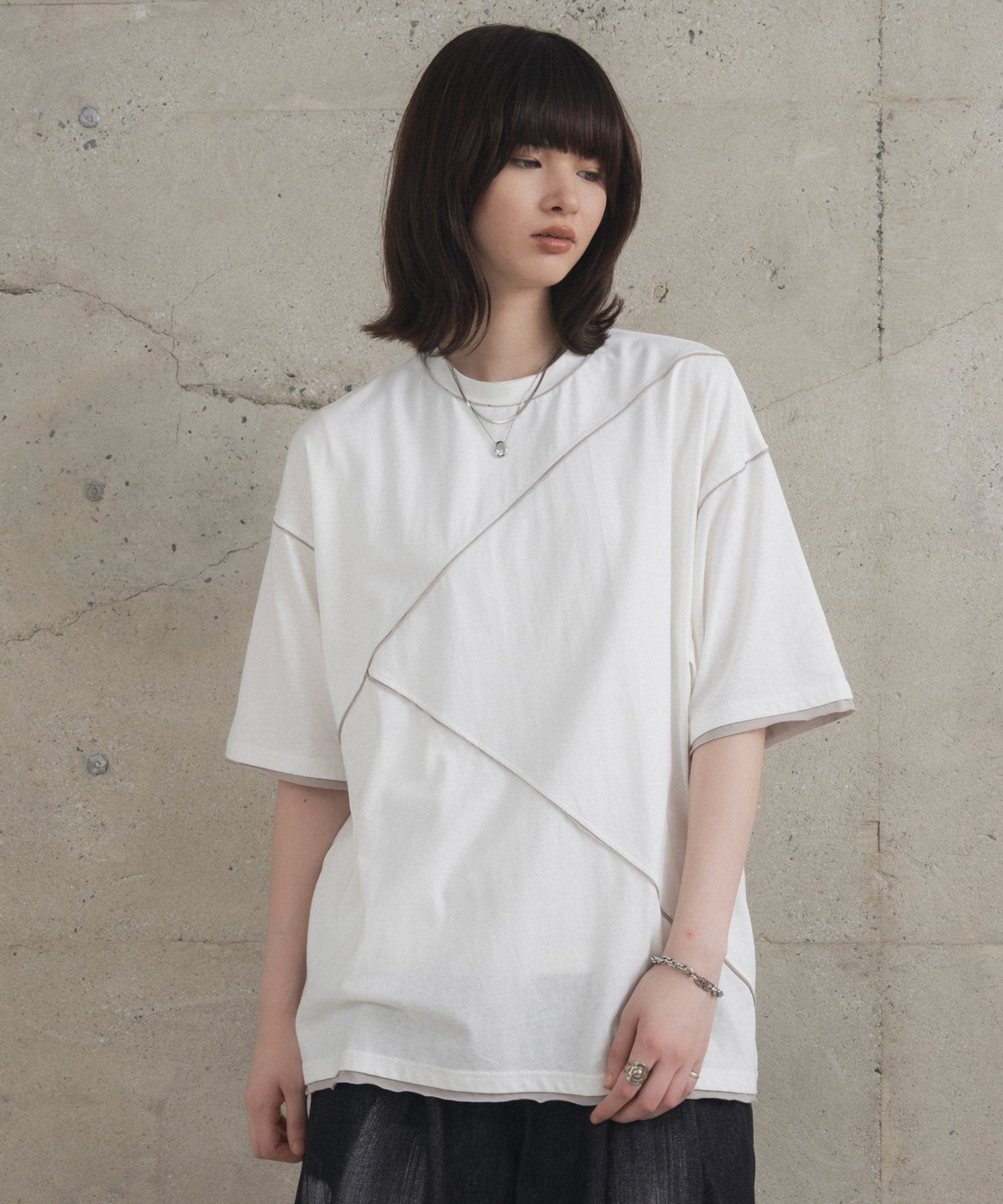 カットオフ switching Tee 切替半袖Tシャツ