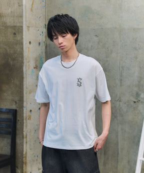 フェードロゴ ボックスシルエット グランジ風 レトロモチーフ バックプリント 半袖Tシャツ