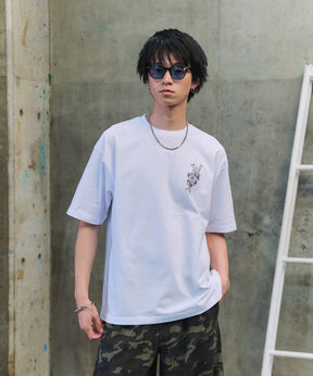 ハードウォッシュ加工 バックプリント ボックスシルエット 半袖Tシャツ