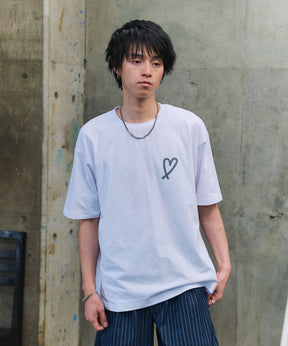 スプレーハート ビッグシルエット バックプリント 半袖Tシャツ ワンポイント