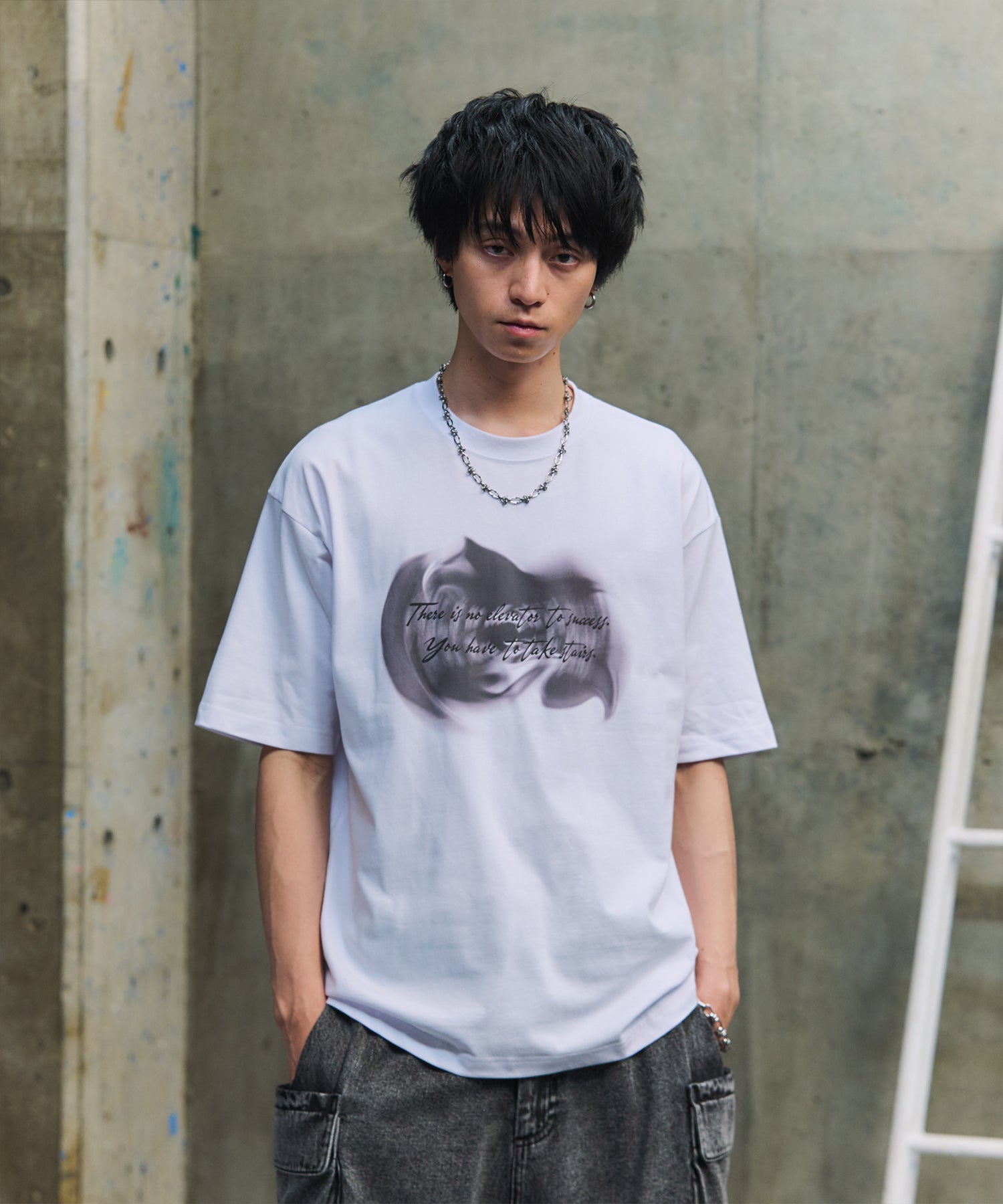 ビッグシルエット プレーティング 半袖Tシャツ グラフィック プリント
