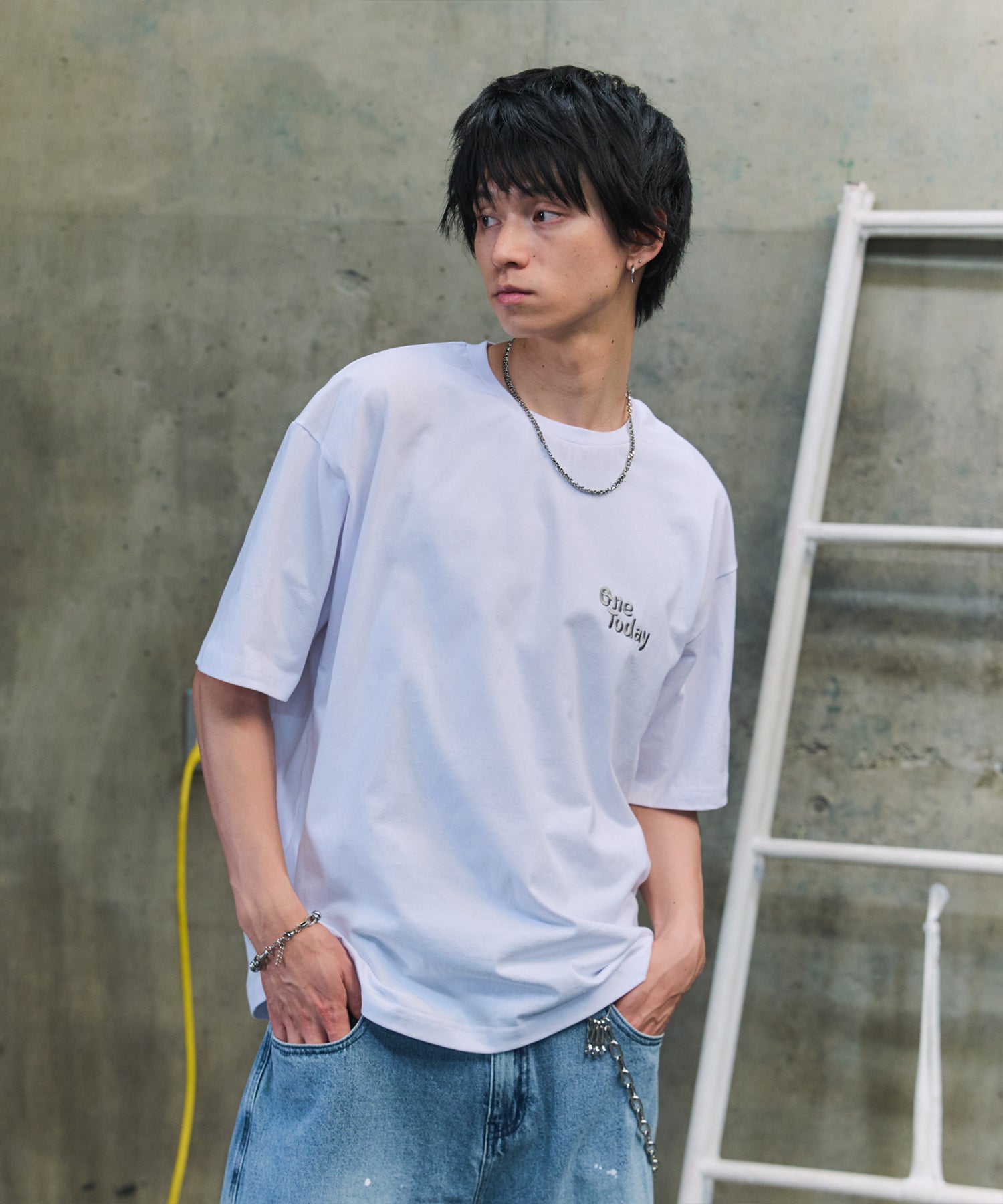 スモークモチーフ ビッグシルエット バックプリント 半袖Tシャツ ワンポイント