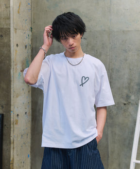 スプレーハート ビッグシルエット バックプリント 半袖Tシャツ ワンポイント
