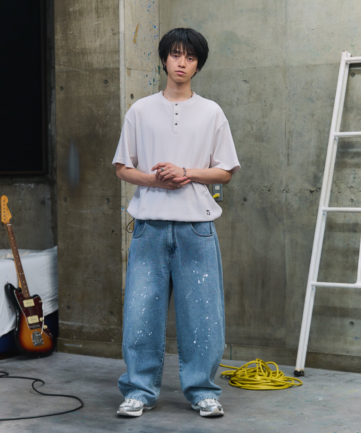 THERMAL DRAWSTRING HENLEY NECK T-SHIRT / サーマル ドローストリング ヘンリーネックTシャツ