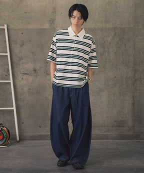 TURNED POCKET BORDER POLO / 折り返しボーダーポロシャツ